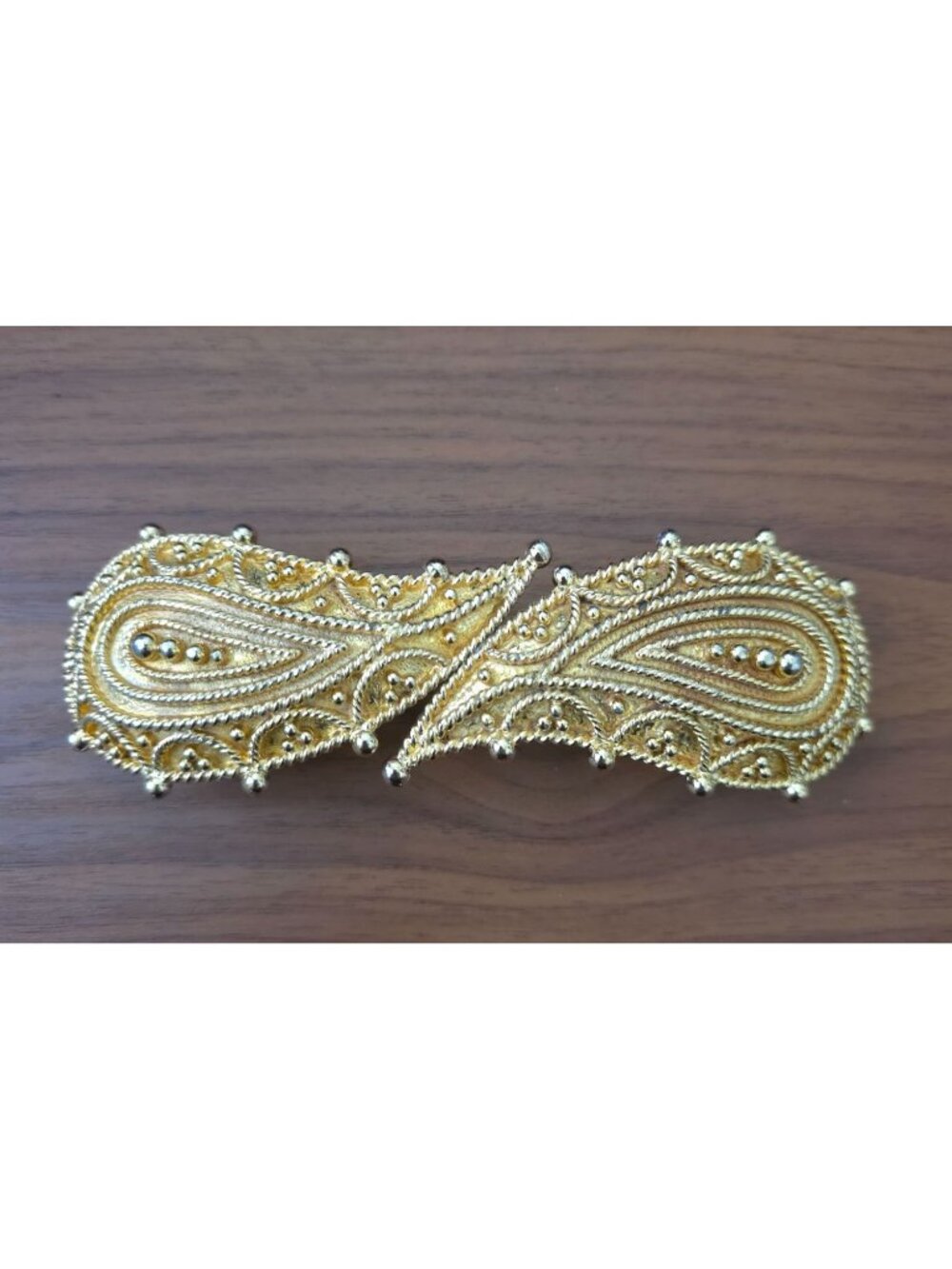 Vintage 1984 Mimi Di N Gold-Tone Filigree Hook & Loop Belt Buckle Paisley Design